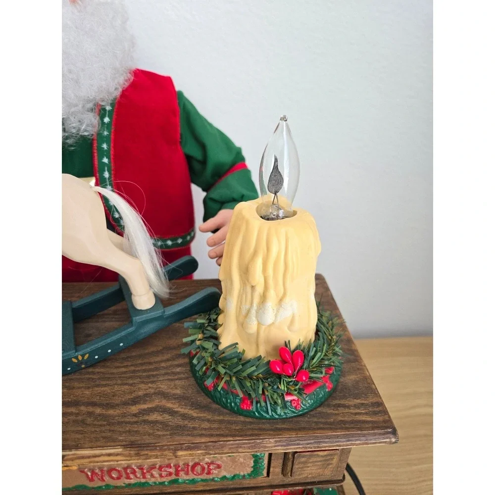 Holiday Animatronic Santa's Workshop Motion Figure Christmas Decor Rocking Horse